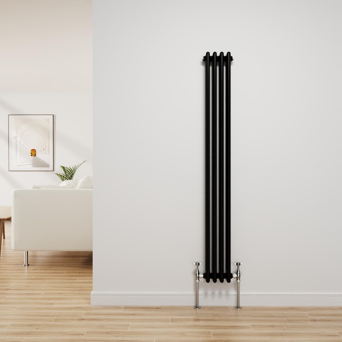Nrg Black Traditional Radiator Cast Iron 3 Column Vertical 1500X202mm