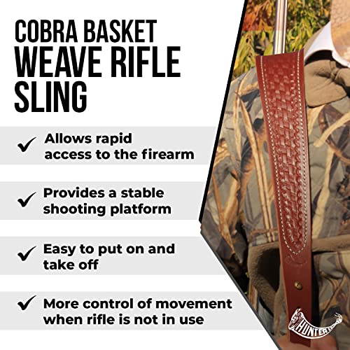 Hunter Company Padded Basket Weave Cobra Rifle Sling | Handmade In The Usa Since 1952 | Premium Top-Grain Leather | Patented Hidden One-Piece Strap | Fits 1" Swivels, Chestnut Tan (27-149) #TOP3