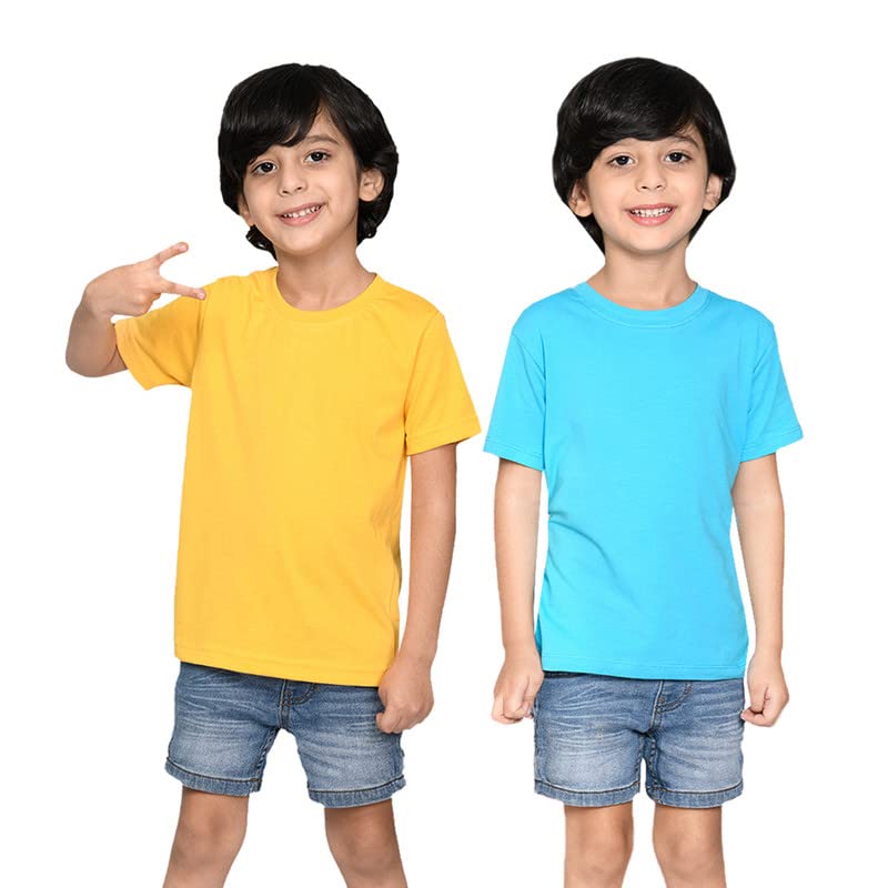Image of Nusyl Boys Half Sleeves Solid T-Shirt for Kids | Soft Cotton Blend | Comfortable Regular Fit | Casual 2-16 Years | Multiple Colors & Pack Options