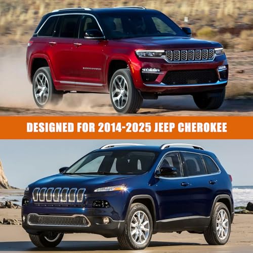 Image of Waterproof Car Covers Replace for 2014-2025 Jeep Cherokee, 6 Layers Silver All Weather Custom-fit Car Cover with Zipper Door & Windproof Bands for Snow Rain Dust Hail Protection