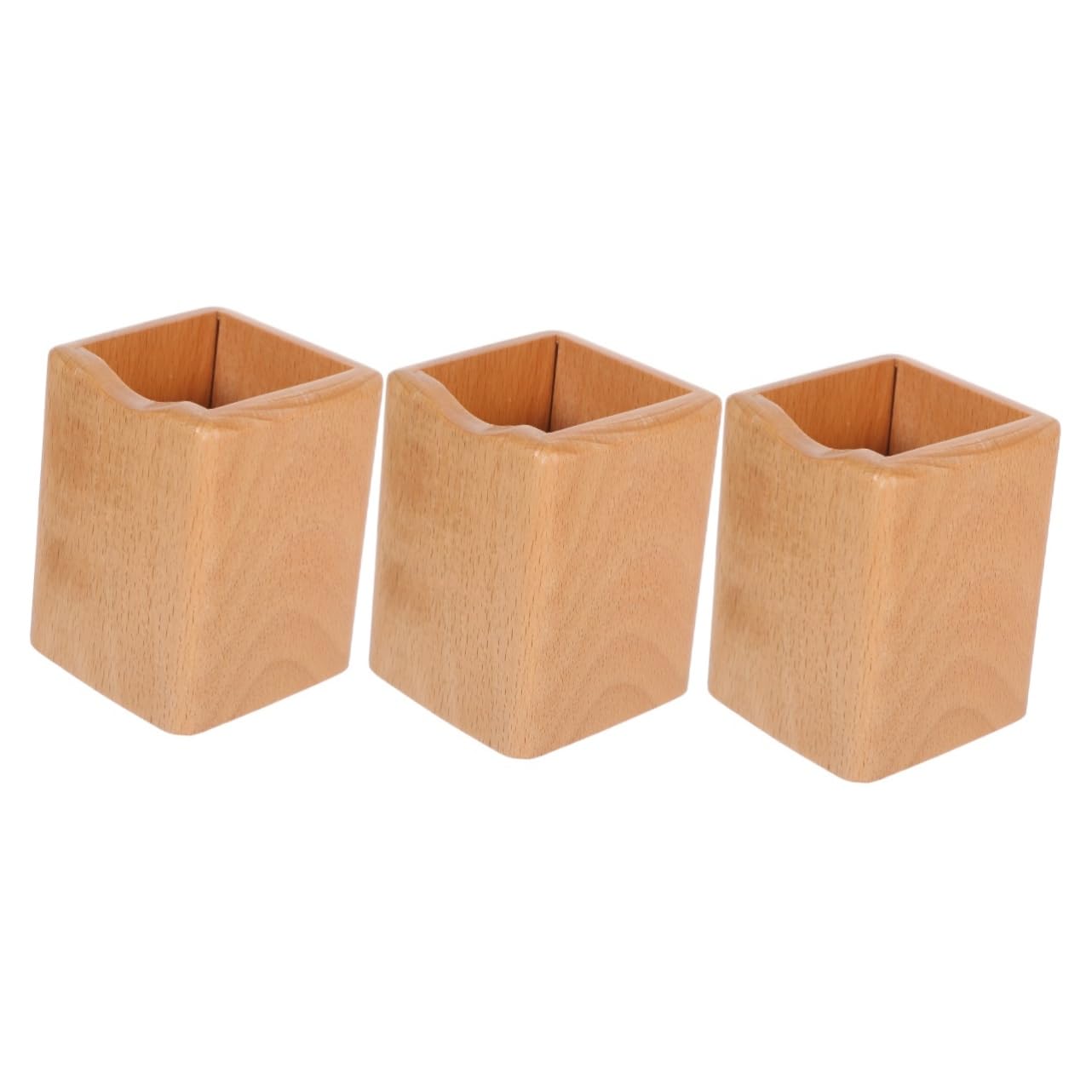 Uonlytech 3 Pièces Organisateur de Stylos pour Support de Pinceaux de Multifonctionnel Hêtre Rangement Pratique pour Fournitures Accessoires