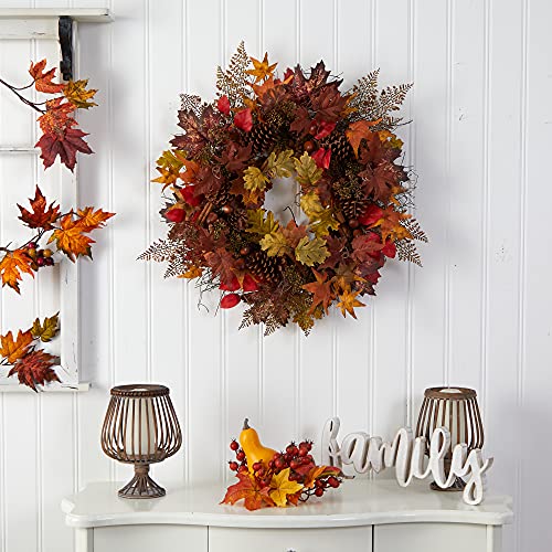 Nearly-Natural-30in-Autumn-Maple-Leaves-Acorn-Pinecones-and-Cinnamon-Sticks-Artificial-Fall-Wreath Nearly Natural 30in Autumn Maple Leaves Acorn Pinecones and Cinnamon Sticks Artificial Fall Wreath