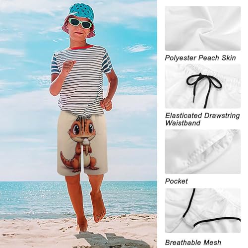 Boys Swim Trunks Boys Beach Board Shorts Dinosaurs Rainbows Trees Stars Quick Dry with Mesh Lining3