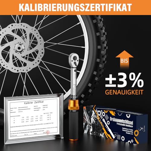 13TLG Klein Drehmomentschlüssel Fahrrad 3-25NM, 1/4 Zoll Torque Wrench Set, 72 Zähne...