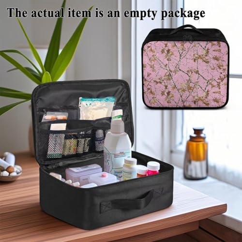 Image of Gomyblomy Pink Hunting Camo First Aid Kit Empty First Aid Kit Bag for Cars Home Travel Hiking Camping Emergency Kit Portable Medical Supplies Medicine Bag Storage Pouch Medium