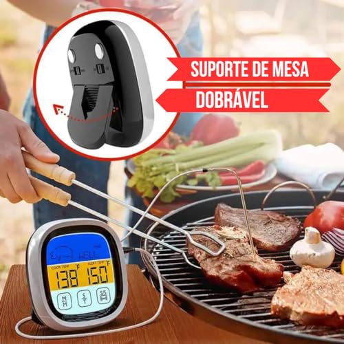 Termômetro Sensor Churrasco Carne BBQ Churrasqueira Forno Alta Precisão Digital 8 Modos de Preparo