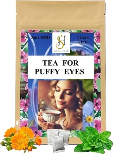 Puffy Eye relief Herbal Tea - Rosemary, Calendula & Peppermint, Caffeine-Free, 25 Tea Bags - Svetla-Herbs Natural Eye Depuffing Blend with Fresh Florida Farms Herbs
