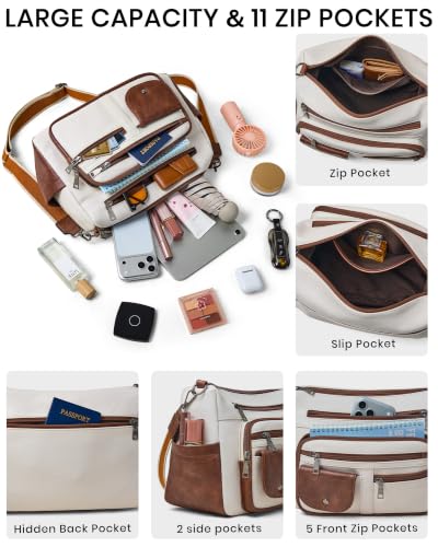 Image of Bluome Vegan Leather Crossbody Purse for women Multi Pocket Crossbody Bag Messenger Bag Travel Purse Handbag Shoulder