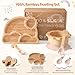 Bamboo Suction Plates Bowls Set for Baby Toddler - Includes Bamboo Bowl, Divided Plate, Silicone Fork & Spoon, All-Natural Baby Feeding Set for Baby-Led Weaning