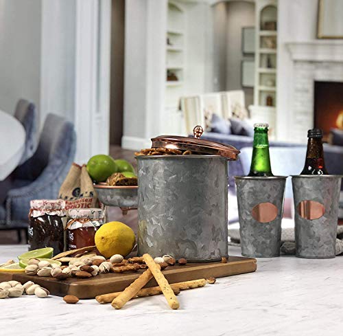 Galrose Galvanized Iron Mint Julep Cups - Set Of 2 With Rose Gold Accents, Stainless Steel Lined Double Walled 16 Oz Stylish Beer Glasses For Home Bars. Unique 6Th Iron Anniversary Or Birthday Gift #TOP7