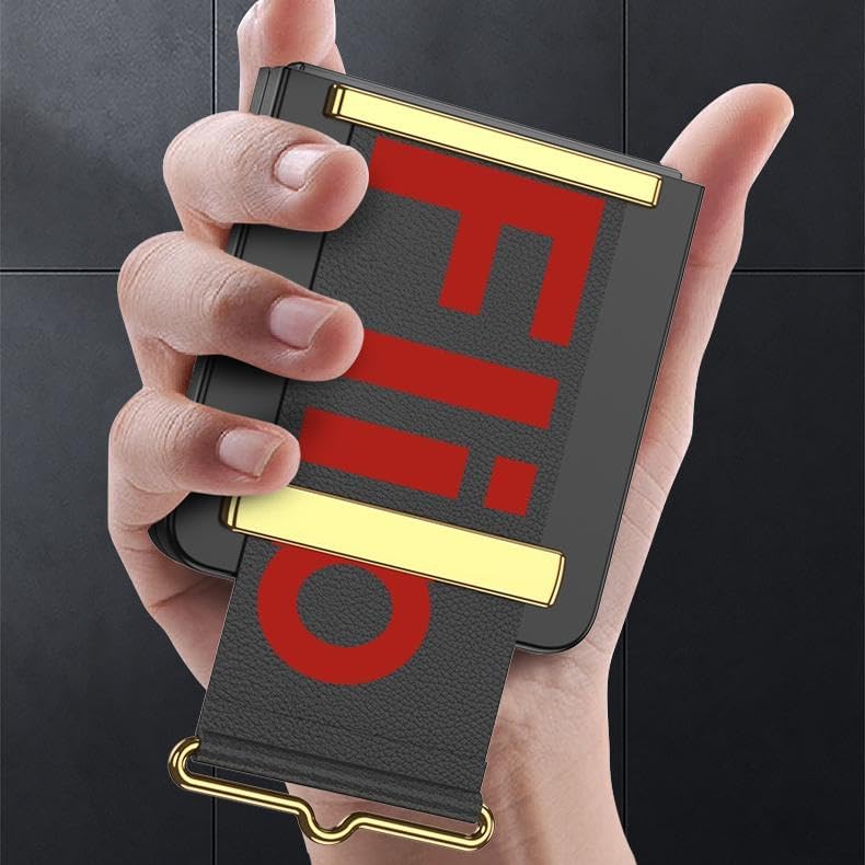 Fold Phone Case for Samsung Galaxy Z Flip 7, Retractable Leather wriststrap, Built-in Glass Screen Protector, Protective Shell for Flip7 (Pink,Samsung Galaxy Z Flip7)