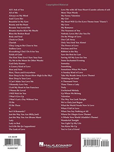 The Big Book of Love Songs | Piano, Vocal and Guitar Sheet Music Collection | Romantic Favorites Songbook for Singers and Musicians | Softcover Edition | Music Teacher Resource - Image 2