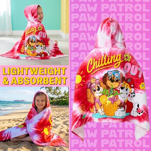 Image of Get Trend Paw Patrol Bath Towels with Hood for Girls, Soft Absorbent Cotton Beach Towel, Swimming Pool Hooded Poncho, Shower Bath Travel Chase Skye for Girls Ages 2-6 (Pink Paw Patrol)