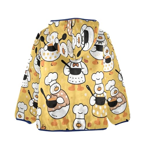 Duck Pattern with Cooking Toddler Fleece Jacket Girl Boys Hooded Fleece Jacket Coat Warm Outwear Zip-up 3-10T2