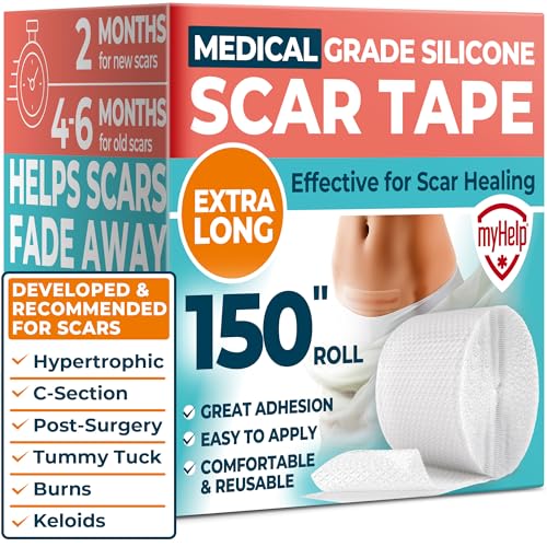 Medical Grade Silicone Scar Tape - Transparent (1.6”x150”) - Visible