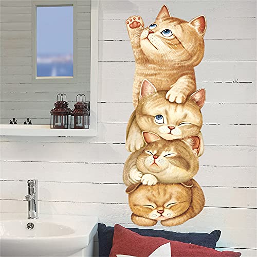 Super Cute Cat Wall Decals Animal Wall Stickers Bedroom Living Room Tv Wall Door Decor Murals (Super Cute Cat) #TOP1