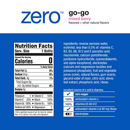vitaminwater electrolyte enhanced water w/ vitamins, zero go-go mixed berry, 20 fl. oz (Pack of 12)