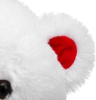 BEJOY Teddy Bear Stuffed Animals Plush Bear Holding Rose Soft Plush Toy Valentine's Day, 16 Inch, White