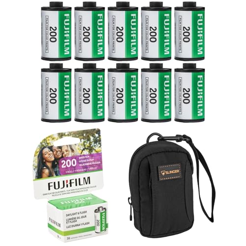 Fujifilm s5mm Color Negative Roll Film, 200 ISO, 36 Exposures (10 Pack) with Slinger Camera Bag