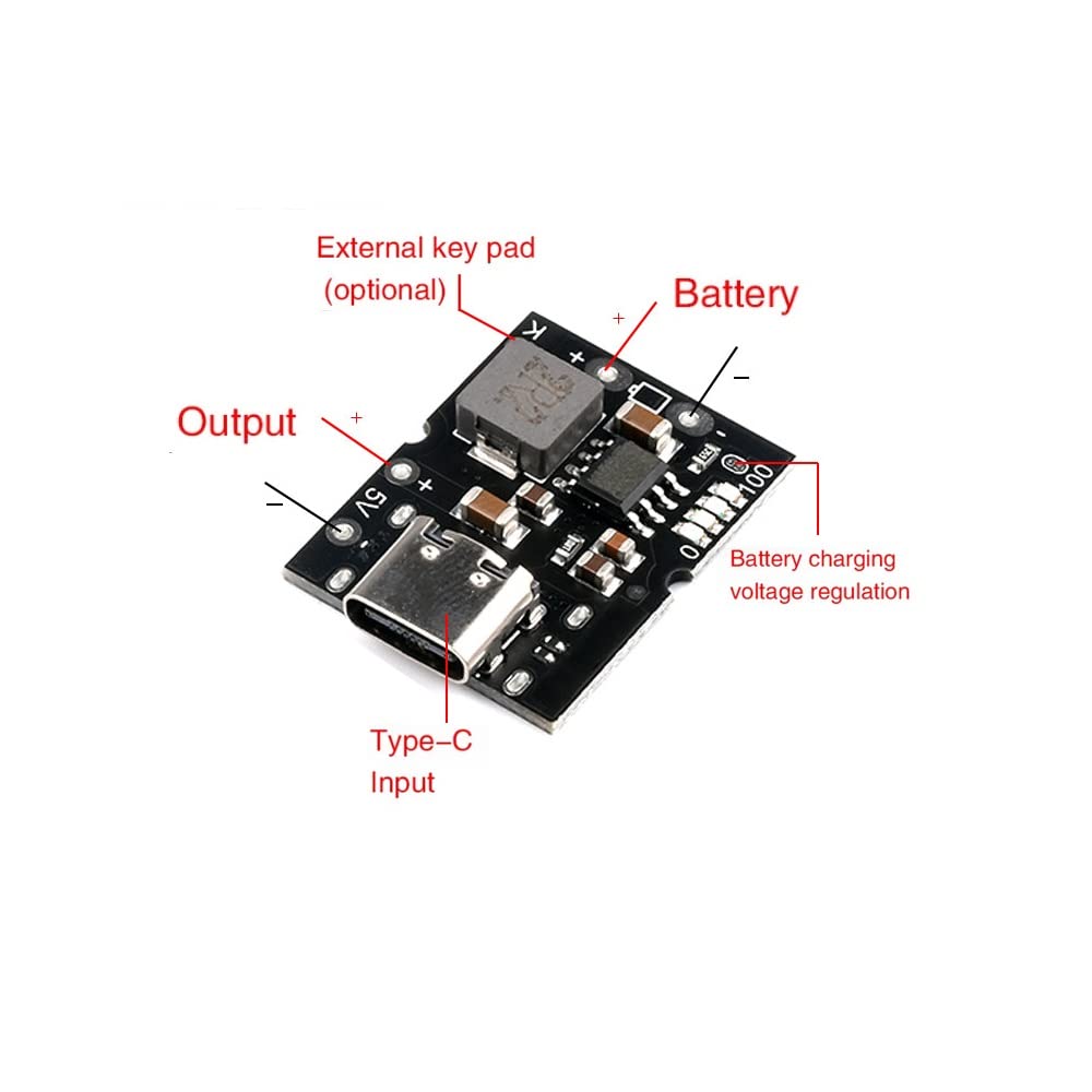 DollaTek 5 pezzi Type-C USB 5 V 2 A Trasformatore step-up Power modulo di protezione per fai da te