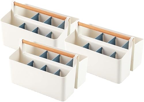 Organizador portátil grande con asa, suministros de arte, cesta dividida para manualidades, lápices de colores, para lápices de colores, para