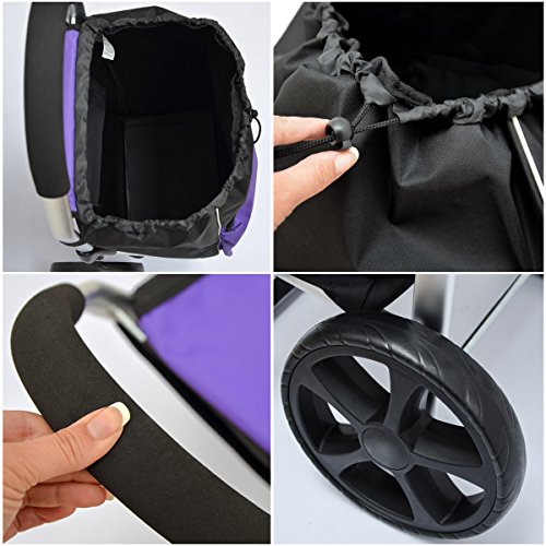 EYEPOWER 52L Einkaufstrolley Kühlfach Faltbarer Einkaufsroller 100x43x38cm Lila – Bild 6