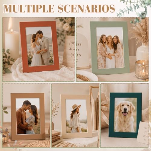 Image of AmazingSpark 50 Pack Boho Picture Frames for 4x6 Photos, Paper Photo Frame Bulk in 5 Earth Tone Designs, Rustic Bohemian Cardboard Picture Holders for Table Display, Gallery Wall, Party Favors Decor