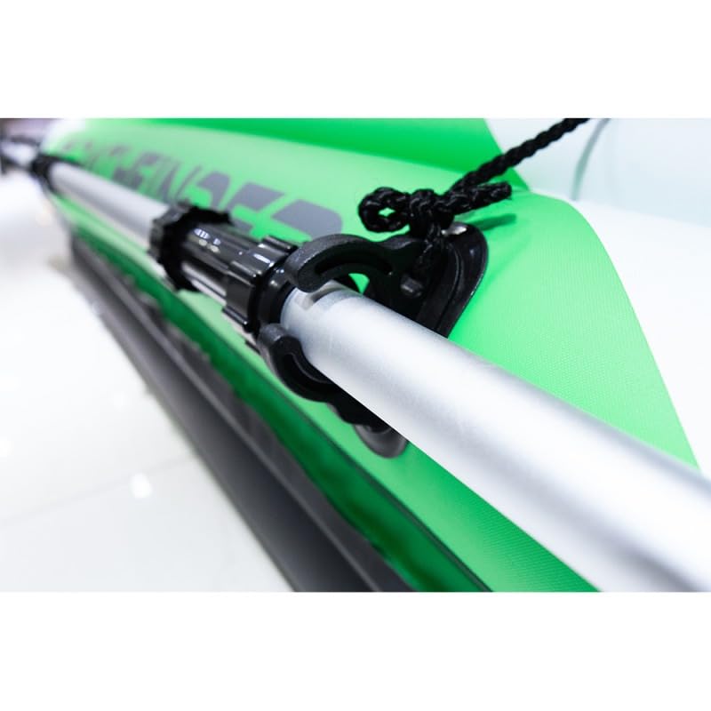 Kayak inflable Pathfinder Element 2 personas con respaldo de PVC resistente con pagaya doble sólida y bomba de inflado