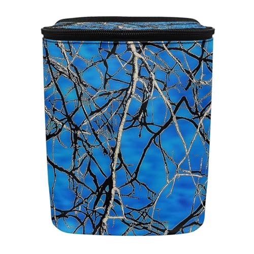 Image of KEIAHUAN Blue Branch Camo Car Trash Can with Lid Multipurpose Collapsible Trash Bin for Car Hanging Vehicle Trash Bag Small Portable Automotive Garbage Cans Vehicle Interior Accessories