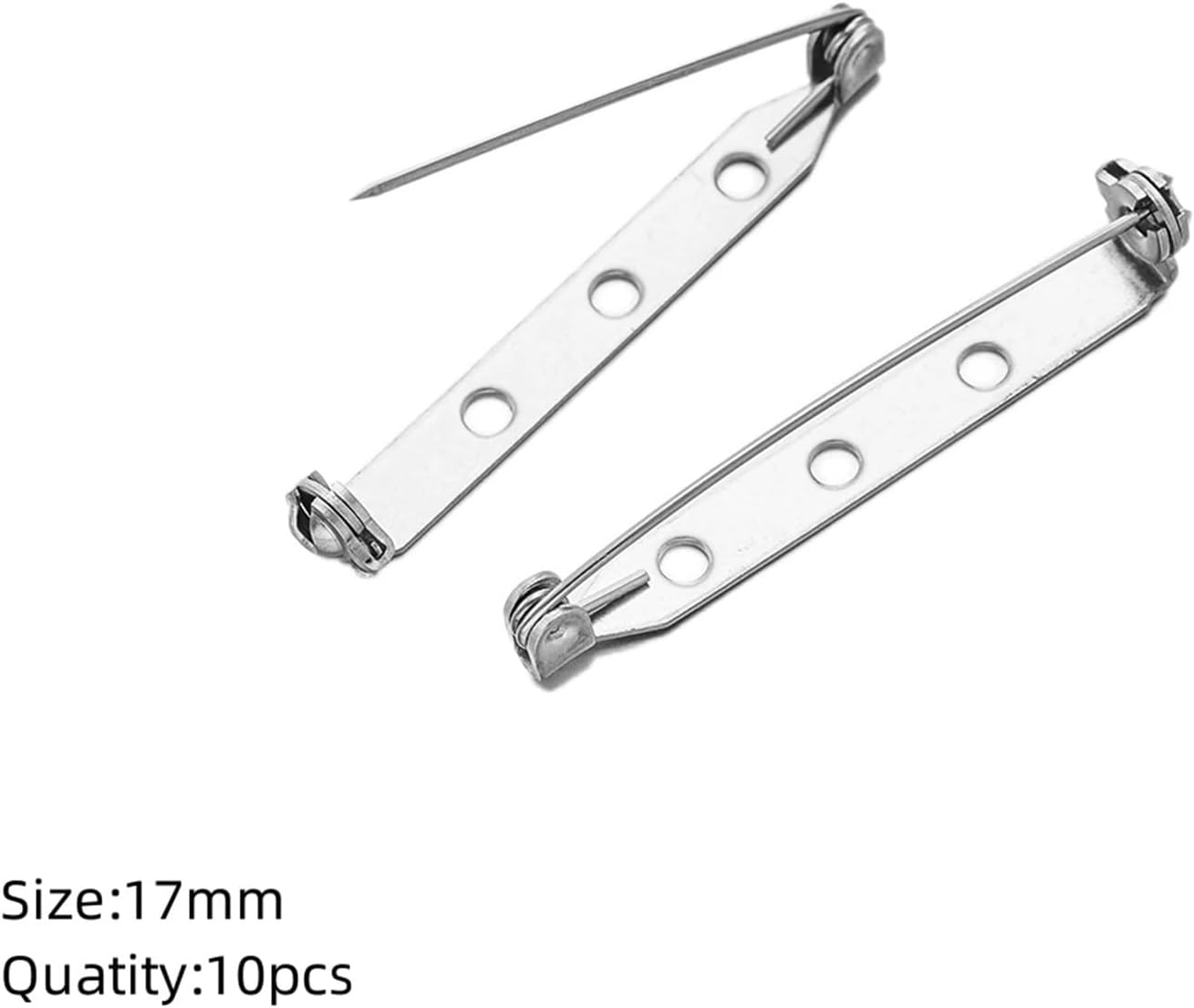 Brooch Pin Backs 100pcs Stainless Steel Brooch Bar Pin Back with Safety Clasp for Crafts Badge Name Tag DIY Jewelry Making Supplies(17mm)