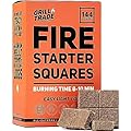 Grill Trade Fire Starter Squares 144, Easy Burn Your BBQ Grill, Camping Fire, Wood Stove, Smoker Pellets, Lump Charcoal, Fireplace - Fire Cubes are The Best Barbeque Accessories -100% All Natural