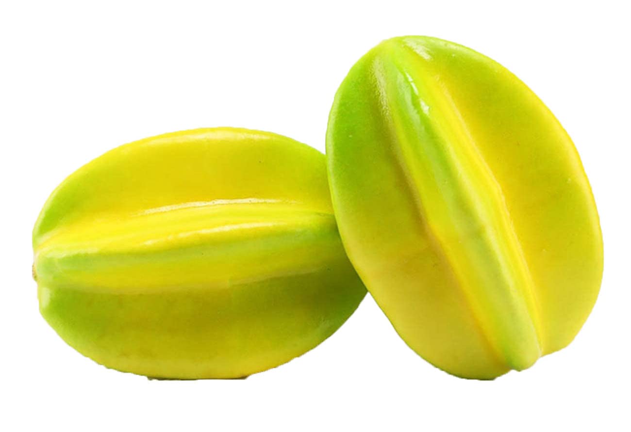 Ulalaza 2pcs Carambola Fake Fruit Artificial Realistic Model Lifelike Decorative Fruits &amp; Vegetables for Hand Made Home, House Kitchen Party Decoration Desk Ornament