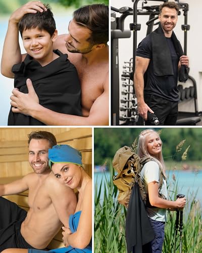 Fit-Flip Microfaser Handtücher - kompakt und leicht – für Reisen, Sport und Strand - Mikrofaser Handtuch schnelltrocknend – als Sauna und Badetuch groß (1x 80x40cm, Onyx Black)