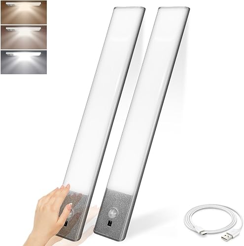 VYANLIGHT Luces de cocina para debajo del gabinete, tiras de luz LED inalámbricas con sensor de movimiento para despensa, armario, baño, iluminación