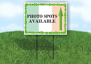 Photo Spots Available St. Patrick'S Day Irish Clover Flag Up Arrows Single Sided 18x24 in. Yard Road Sign w/Stand