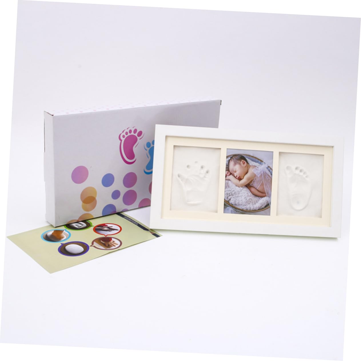 TOYANDONA Marco de Huella de Manos y Pies para Niño Recién Nacido, Kit de Madera para Adorno de Habitación y Recuerdo Personalizado