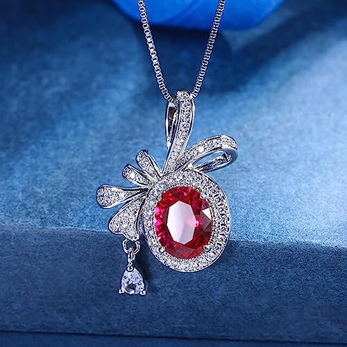 BEDT Vintage 8 * 10mm Rubino Smeraldo Paraiba Collana con Ciondolo Tormalina per Le Donne Gemstone Lab Diamond Party Fine Jewelry Gift