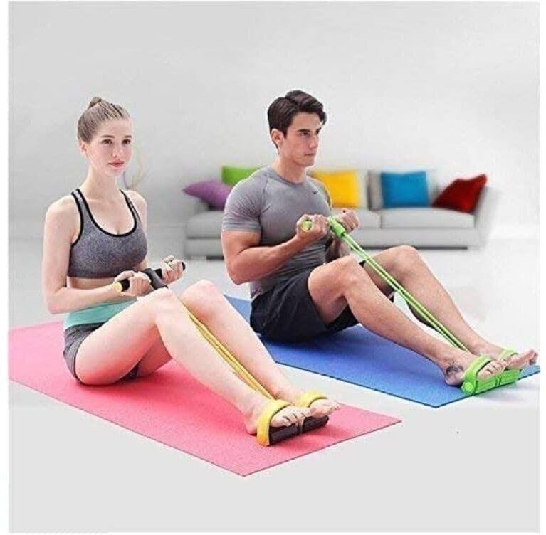 hackerx rubber pull rope exerciser toning tube resistance tube (multicolor)
