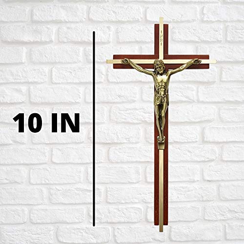 Cruzes católicas penduradas, cruz de madeira de bordo com crucifixo dourado decoração de parede, dec