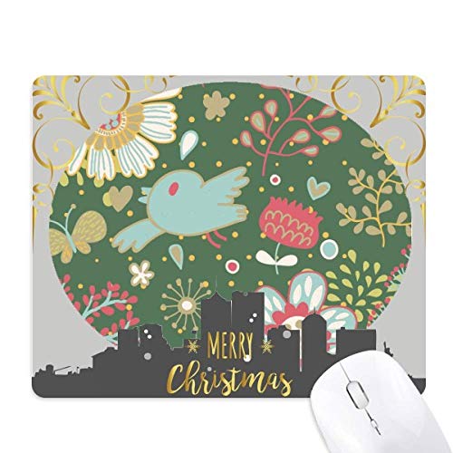 Tapis de souris en caoutchouc vert foncé fleur de Noël pour bureau