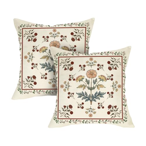 Fjfz Vintage Floral Decorative Throw Pillow Covers 18 x 18 Set of 2