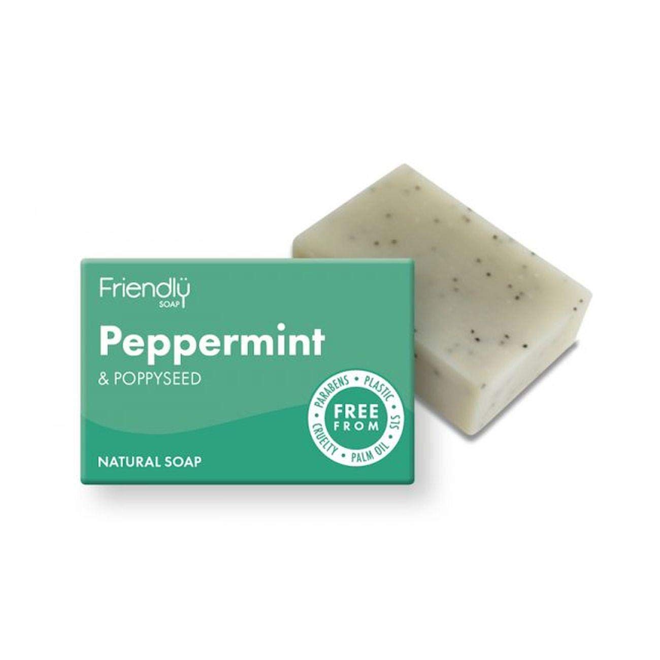 Exfoliating Peppermint & Poppyseeds (95g), Plant-Based, Cruelty-Free, Made By Hand, No Preservatives or Sulphates, Sustainable