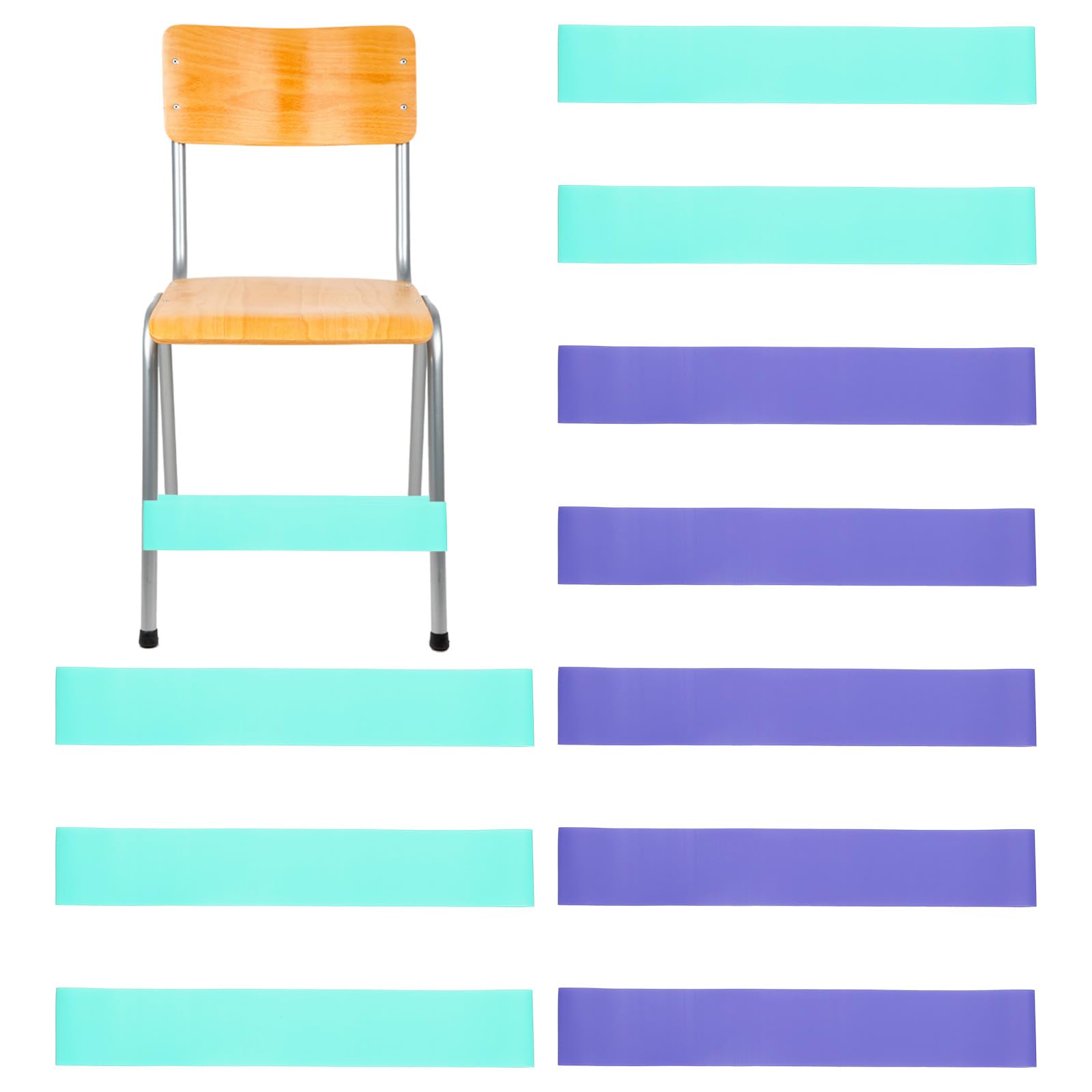 PATIKIL Fidget Bands for Classroom Chairs 1 Set/10 Pcs, Chair Bands Relieve Anxiety for Classroom Seats and Desks Blue/jade-green
