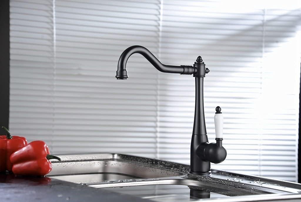 Featured Product Greenspring Stainless Steel Oil Rubbed Bronze Kitchen Sink Faucet Single Hole Traditional Period Single Ceramic Lever 360 Degree Swivel Mixer Tap Wet Bar Sink Faucet Supply Line Lead-Free