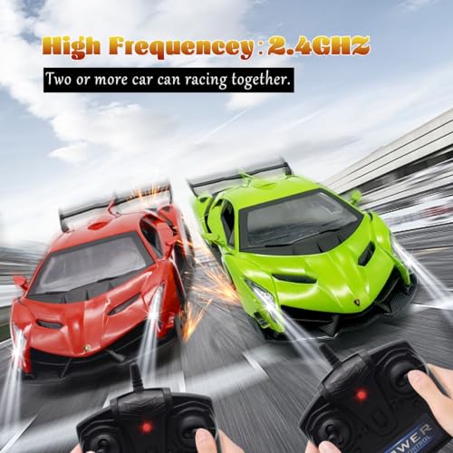 QUN XING Remote Control RC CAR Racing Cars Lambo Officially Licensed 1:24 Toy RC Cars Model Vehicle for Boys 5,6,7,8 Years Old, Green by QUN XING - Used condition - Image 3