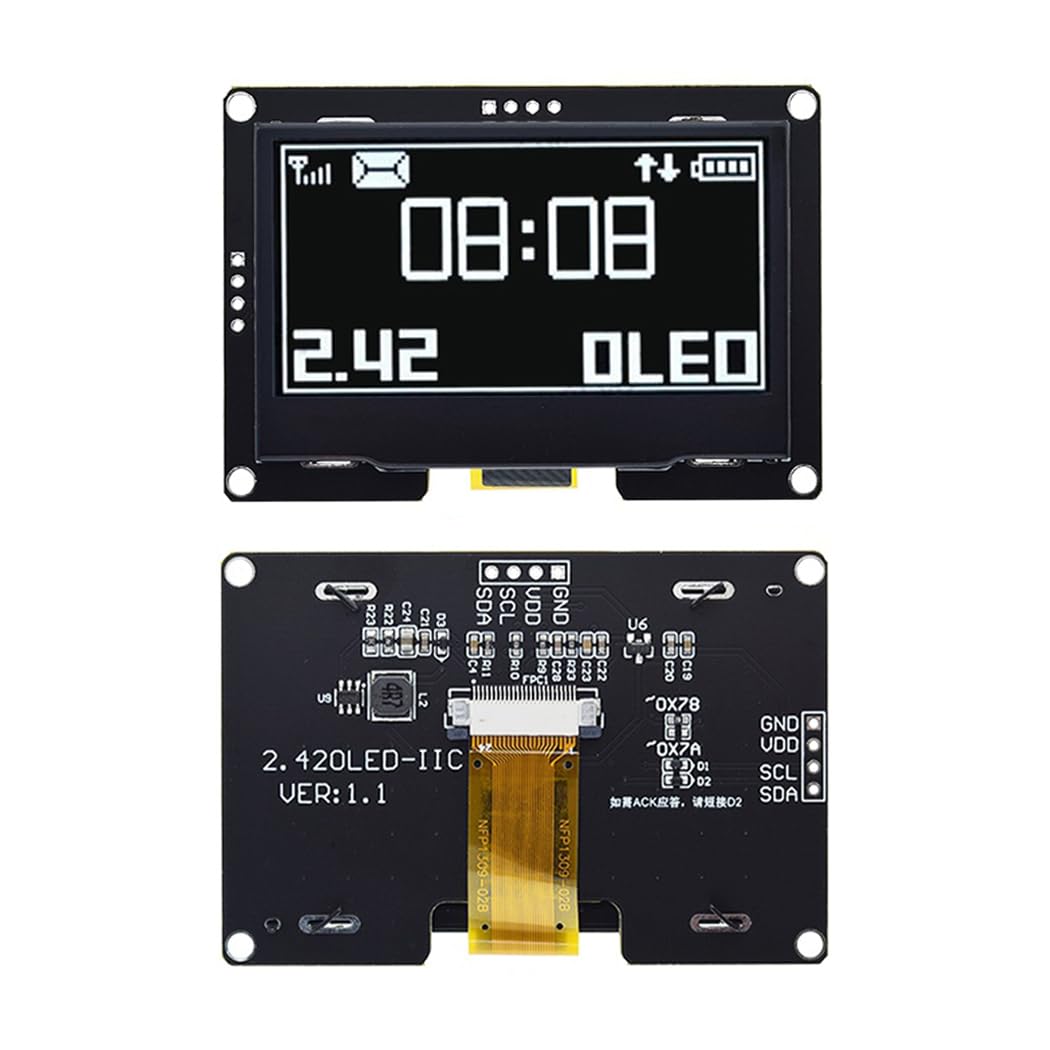Hailege 2.42" SSD1309 128x64 OLED Display Module 2.42 Inch 4 Pin OLED LCD Display Module (IIC White)