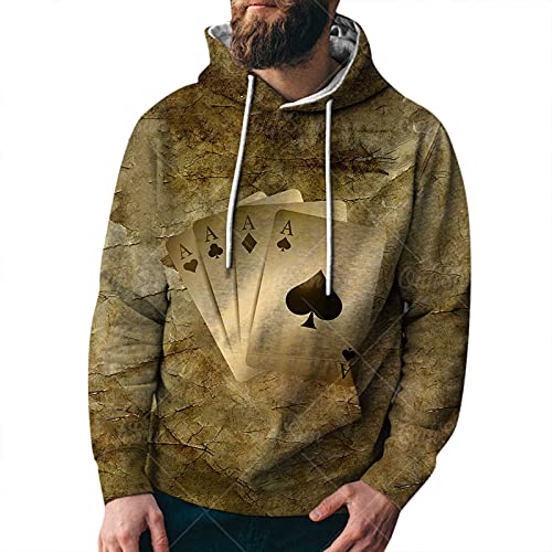 Aoligeinb Sudadera con Capucha para Hombre Sudaderas con Estampado de Calavera de póker con Estampado 3D Sudaderas con Estampado de póquer étnico