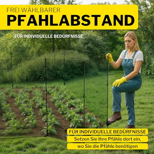 horizont Mobiler Hundezaun Flex 15m x 90cm, mit 9 separaten Pfählen