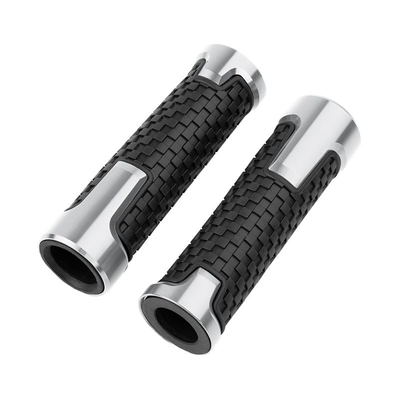 1 Par Empuñaduras Manillar Moto para Monster 696 695 620 400 796 S2R 800, Puños Aleación Aluminio Y Goma Antideslizante, Universales 22/24mm, Mayor Comodidad,Silver
