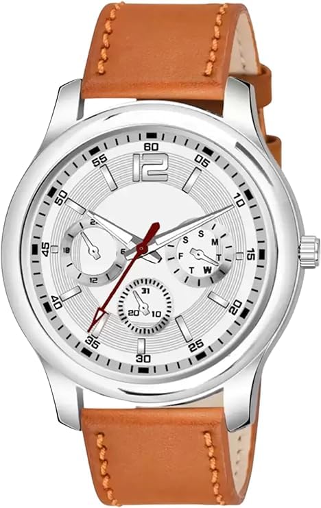 Acnos® Analogue Watch Leather Strap Black Blue White Dial Brown Belt Analog Wrist Watch for Men Boy Watch Pack of 1 Acnos® Analogue Watch Leather Strap Black Blue White Dial Brown Belt Analog Wrist Watch for Men Boy Watch Pack of 1